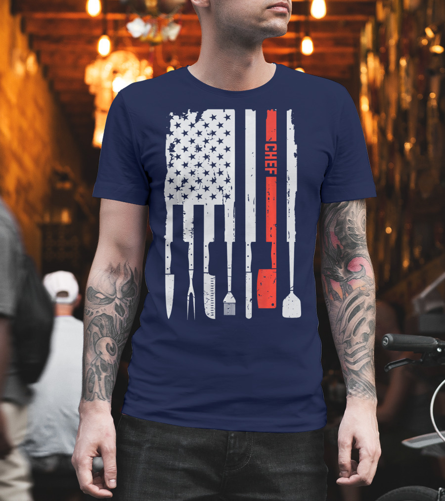 American Flag Baking Tools Chef Humorous Pastry T-Shirt