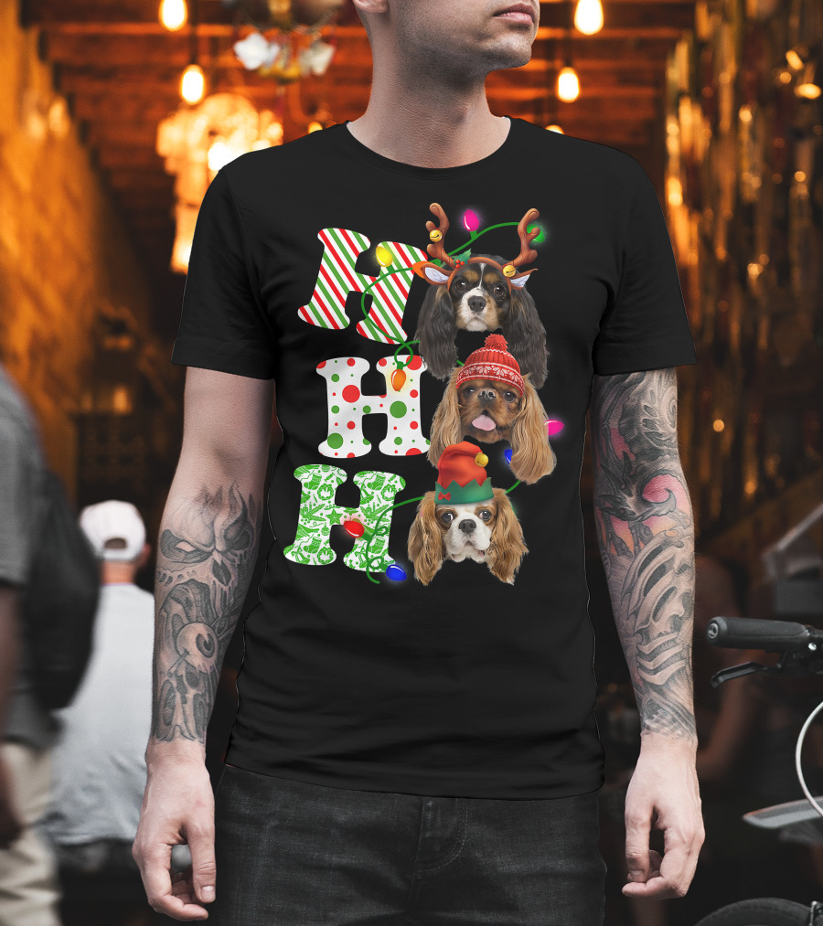 Ho Ho Ho Christmas Cavalier King Charles Spaniel Festive Dogs T-Shirt