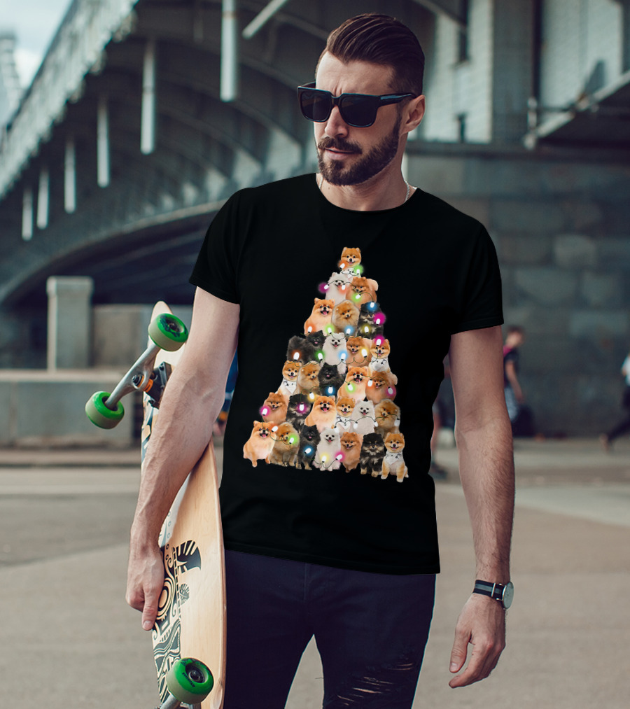 Holiday Cheer Pomeranian Christmas Tree Of Festive Pups T-Shirt