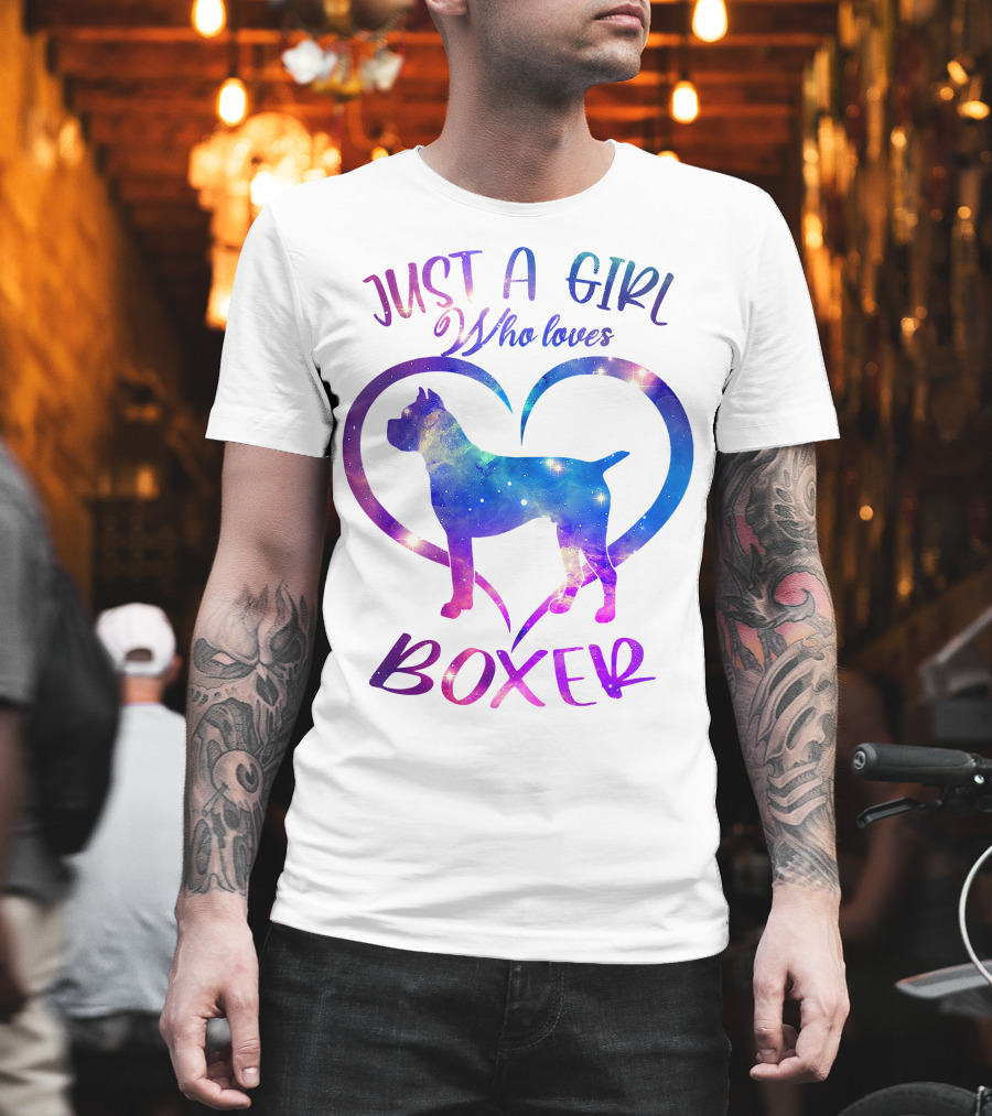 Just A Girl Who Loves Boxer Heart Galaxy T-Shirt