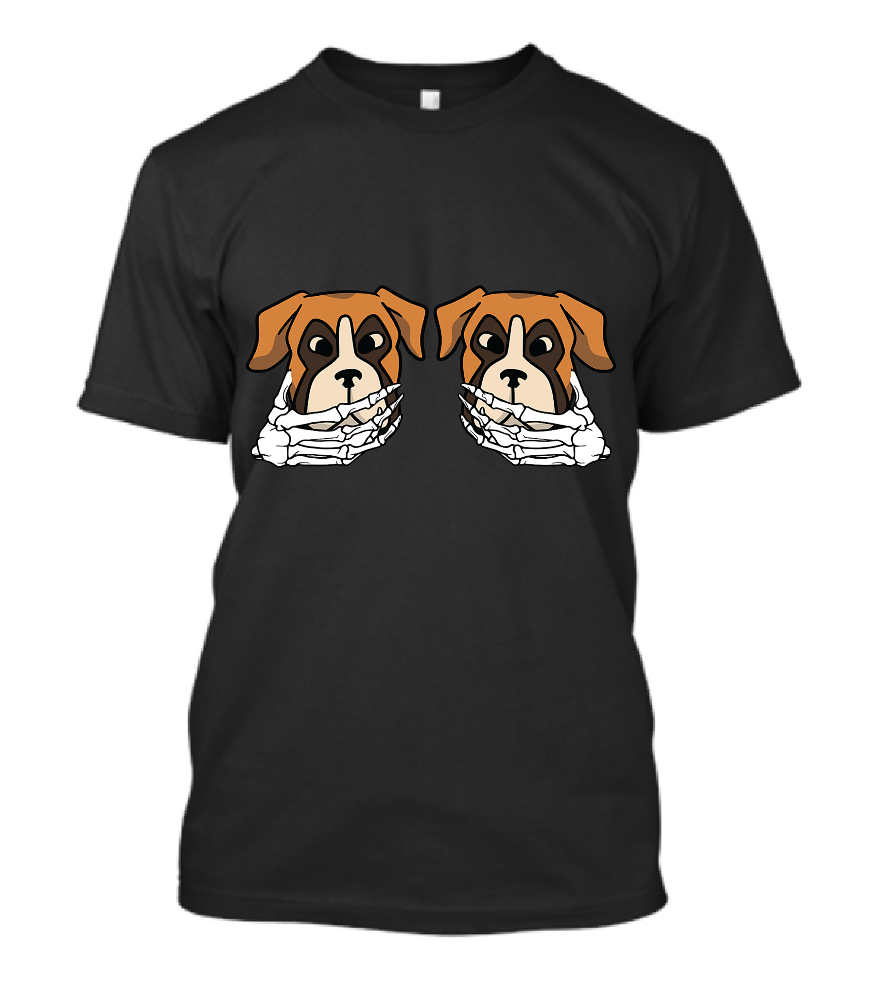 Boxer Skeleton Hand On Breast Lazy Hallo Dog Costume Halloween Humor T-Shirt