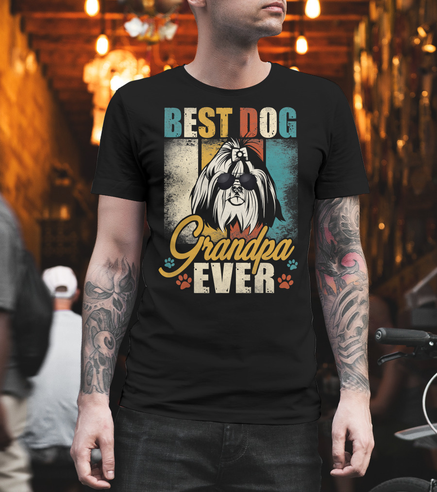 Best Dog Grandpa Ever Shih Tzu Father's Day T-Shirt
