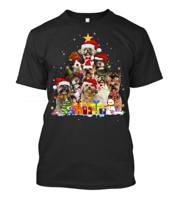 Christmas Pajama Shih Tzu Tree Xmas Dog Dad Gifts T-Shirt