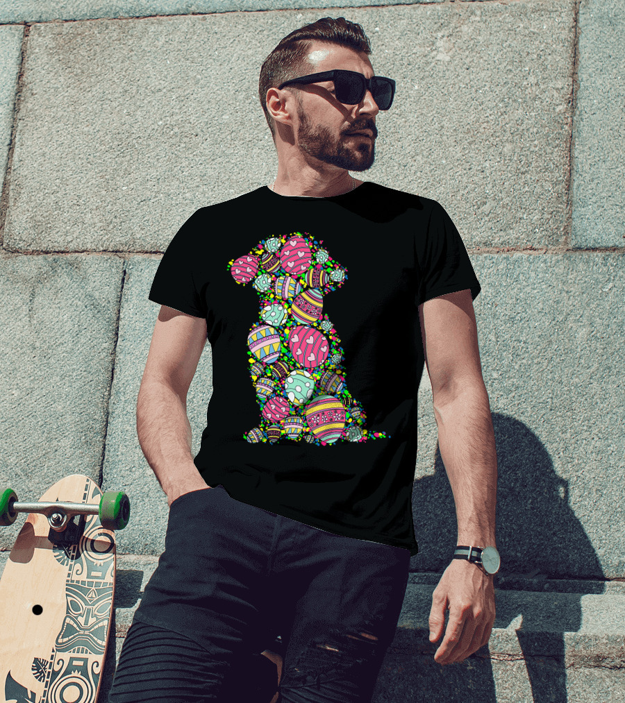 Colors Eggs Shih Tzu Dog Puppy Lover Easter Day Vibrant Festive T-Shirt