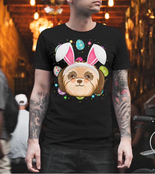 Easter Egg Lover Bunny Ear Shih Tzu Dog Face Easter T-Shirt Easter Egg Lover Bunny Ear Shih Tzu Dog Face Easter T-Shirt