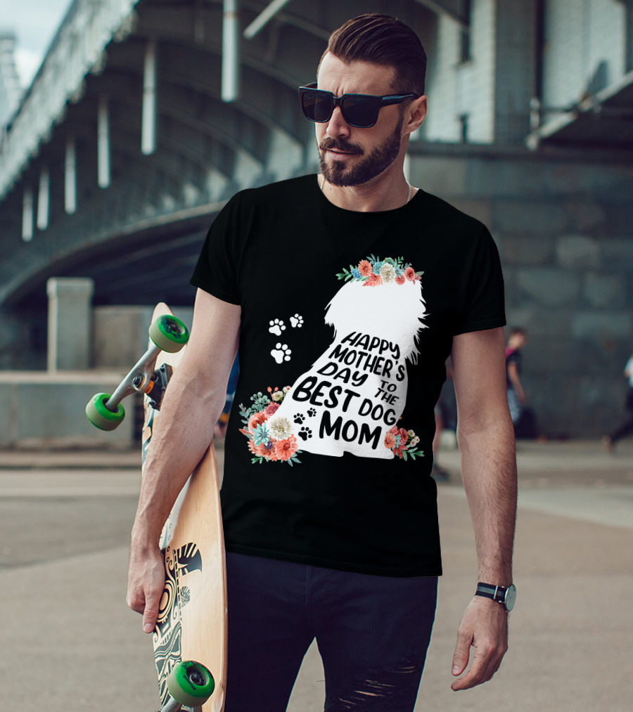 Happy Mother's Day To The Best Shih Tzu Mom Dog Flowers T-Shirt