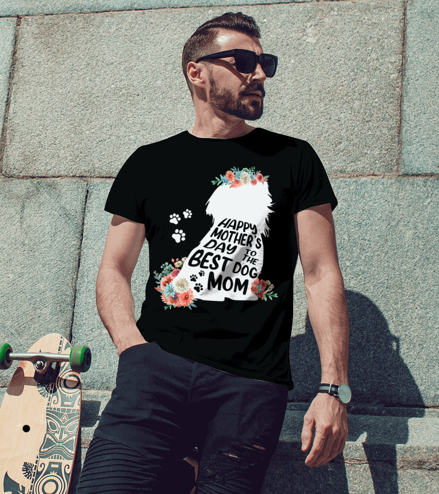 Happy Mother's Day To The Best Shih Tzu Mom Dog Flowers T-Shirt