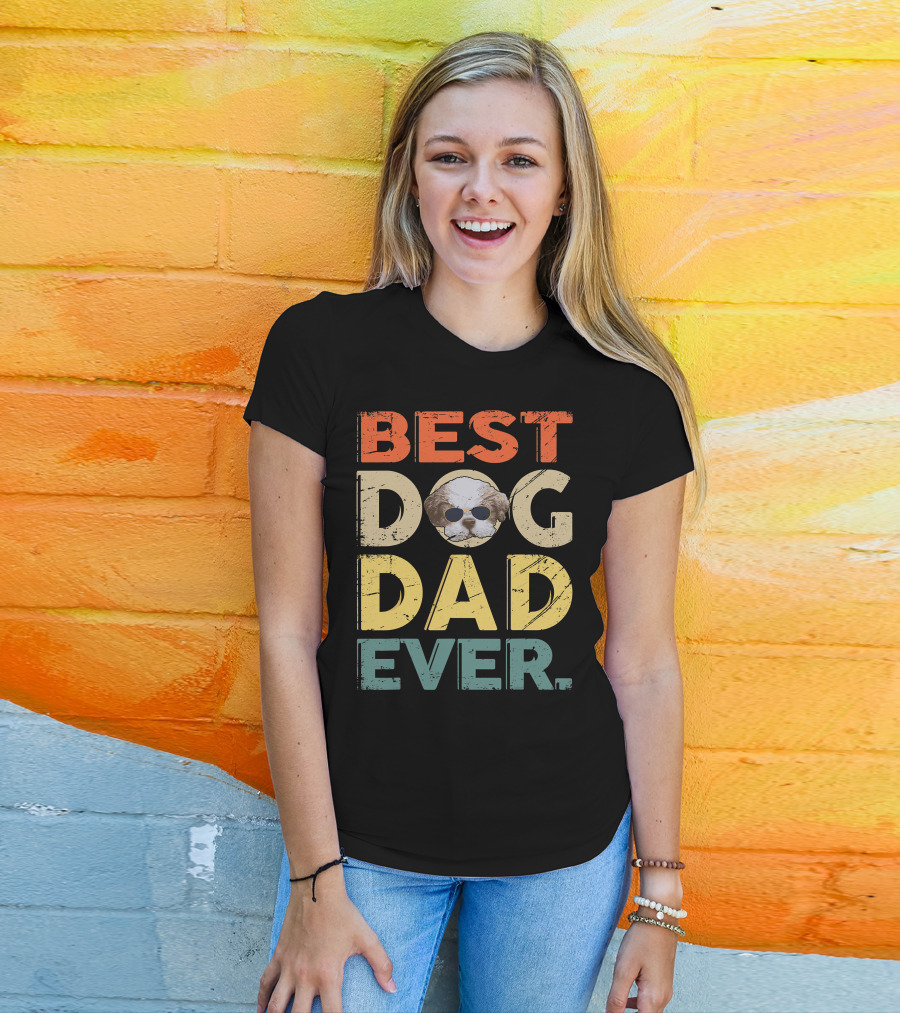 Best Dog Dad Ever Shih Tzu Father's Day Mens Gifts T-Shirt