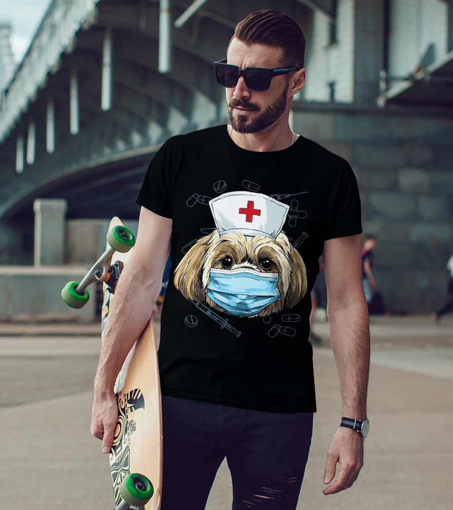 Shih Tzu Nurse RN Graduation Mask Medical T-Shirt