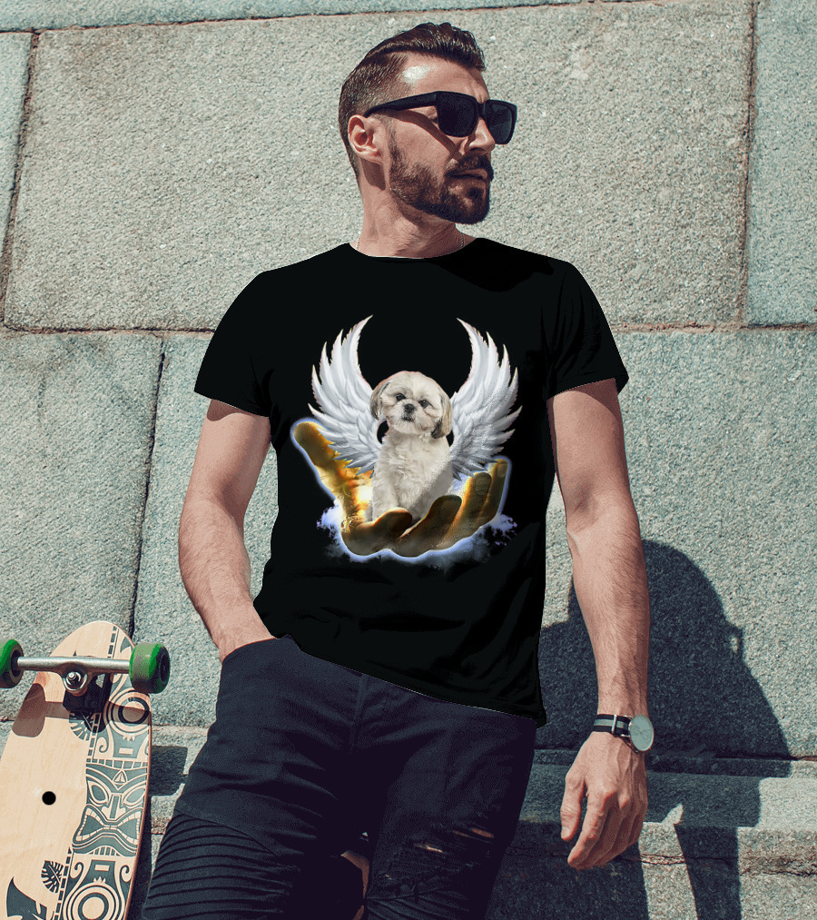 Shih Tzu God Golden Hand Heaven Wings Mens Womens T-Shirt
