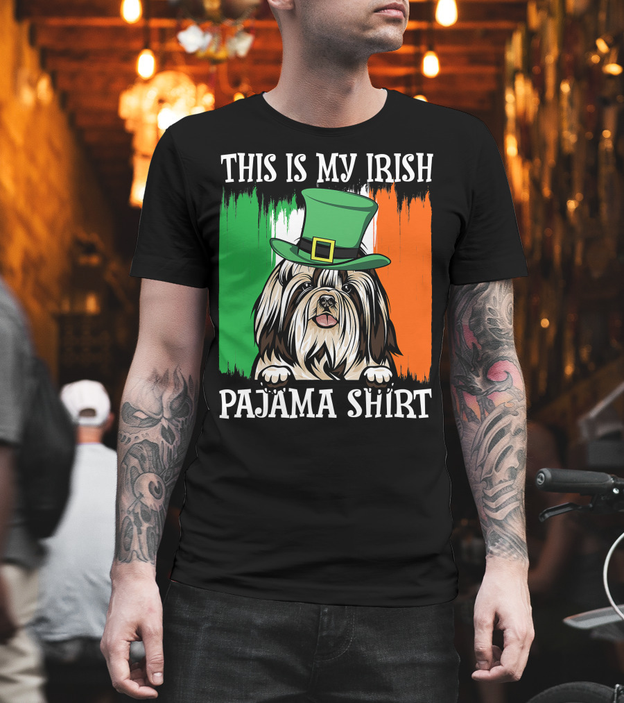 St Patrick's Day Shih Tzu Irish Flag Hat Pajama Vibe T-Shirt