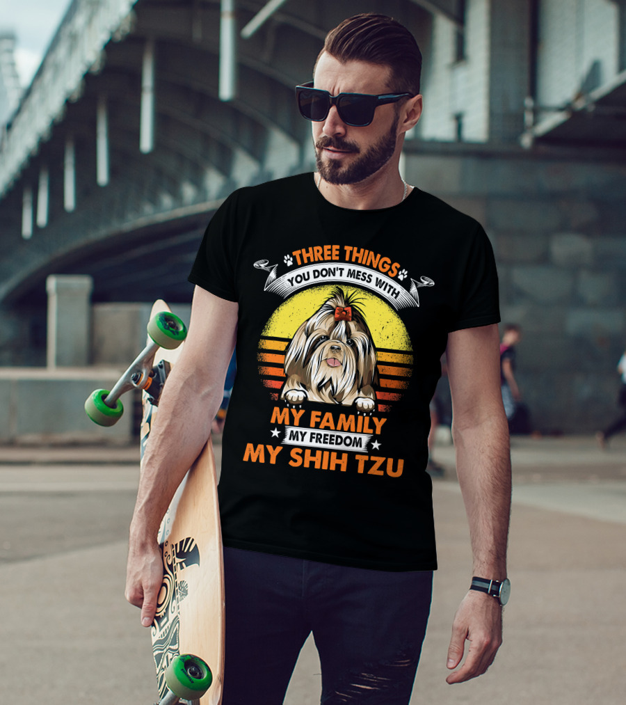 Three Things My Family My Shih Tzu T-Shirt
