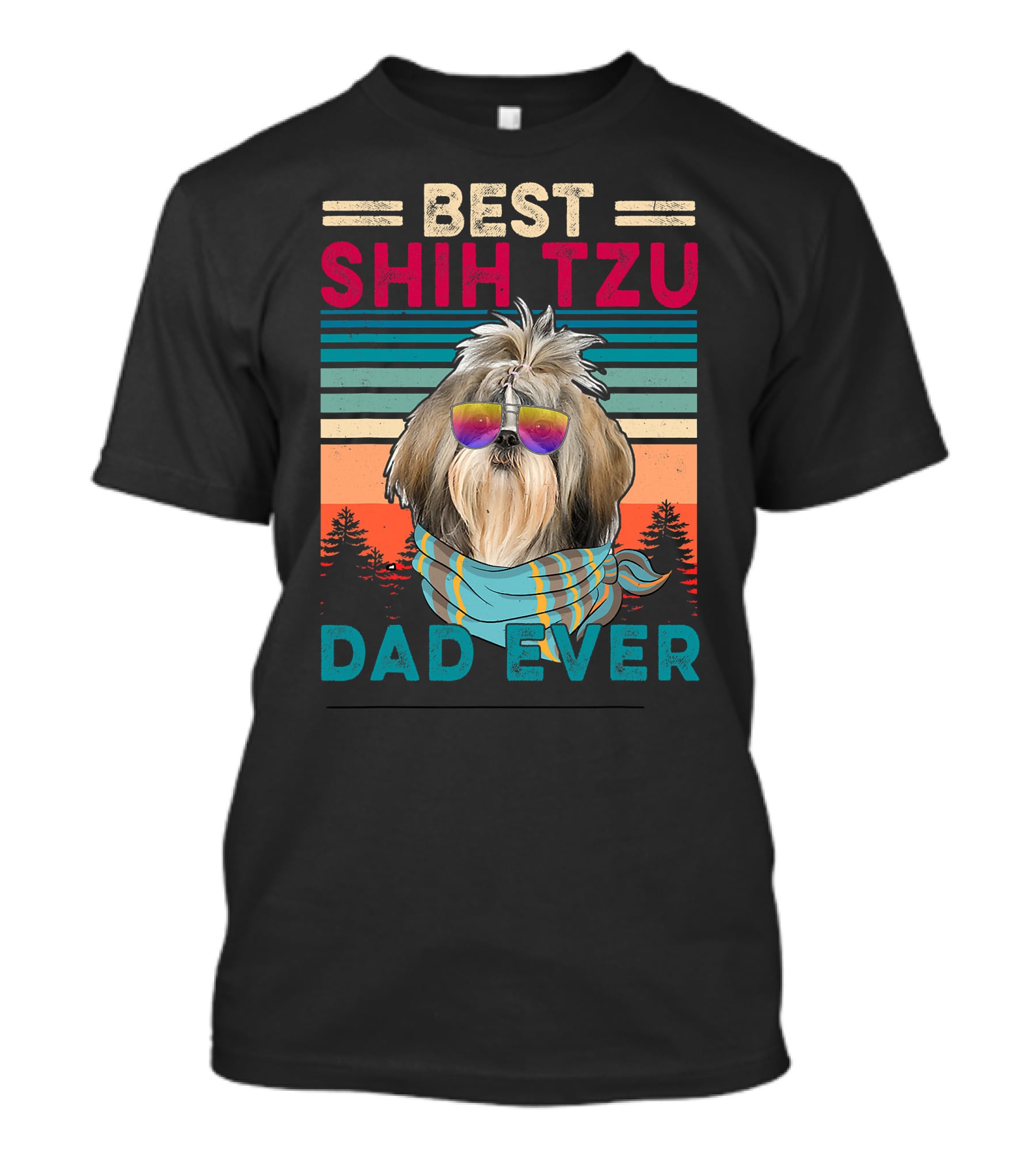 Best Shih Tzu Dad Ever Vintage Cool Dog Fath T-Shirt