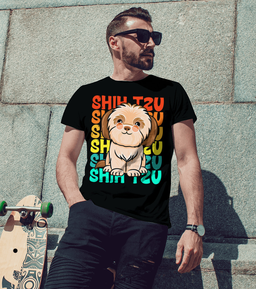 Shih Tzu Vintage Shihtzu Dog Retro Colors T-Shirt