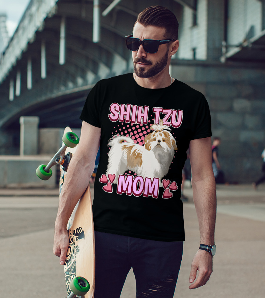 Shih Tzu Mom With Heart Accents T-Shirt