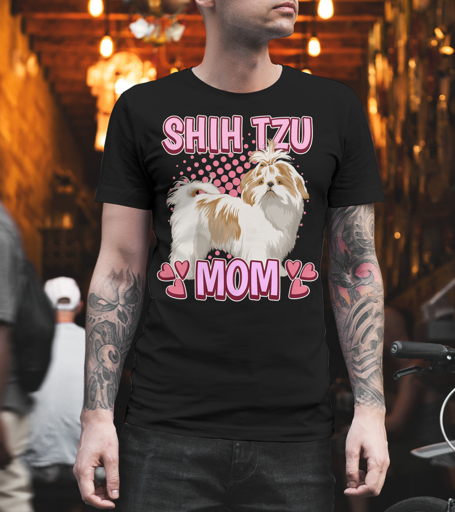 Shih Tzu Mom With Heart Accents T-Shirt