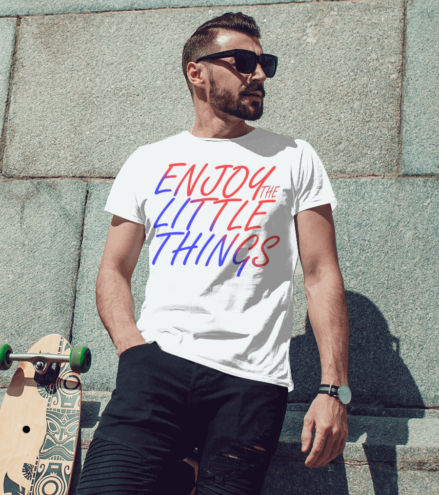 Enjoy The Little Things Gradient Lettering T-Shirt