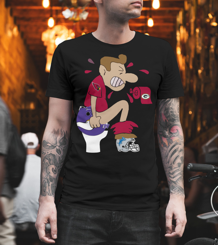 Arizona Cardinals Rivalry Humor With Vikings And Lions Helmets And Packers Toilet Paper T-Shirt
