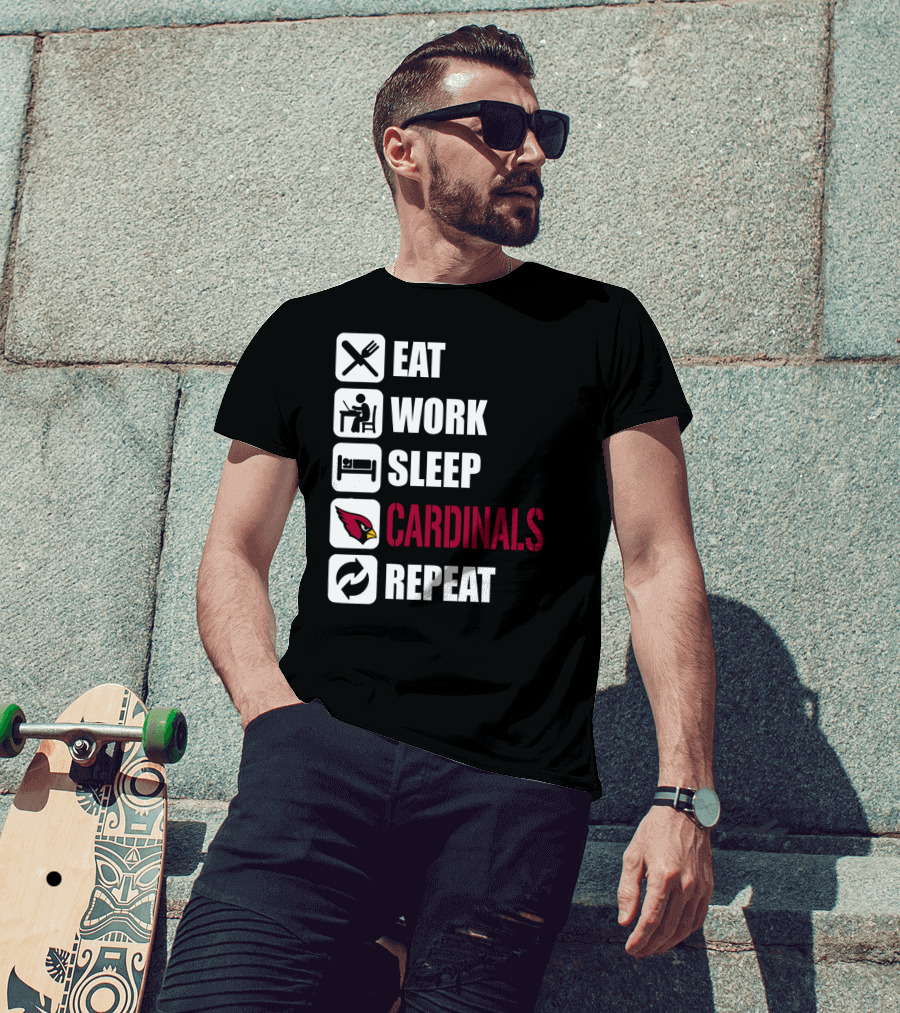 Eat Work Sleep Arizona Cardinals Repeat T-Shirt