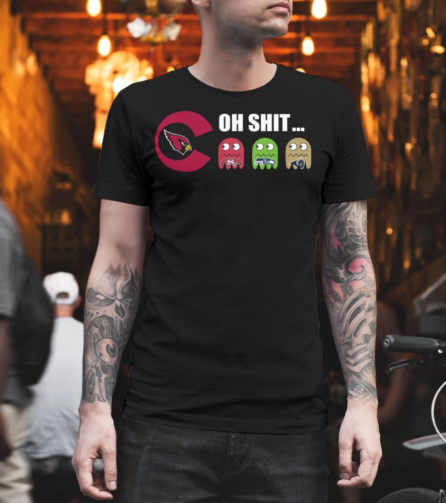 Arizona Cardinals Oh Shit Pacman San Francisco 49ers Seattle Seahawks Los Angeles Rams T-Shirt