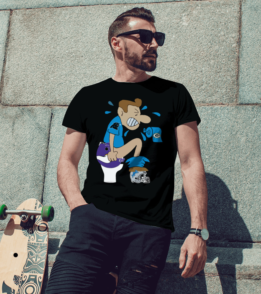 Carolina Panthers Rivalry Humor With Vikings Lions Packers Logos T-Shirt