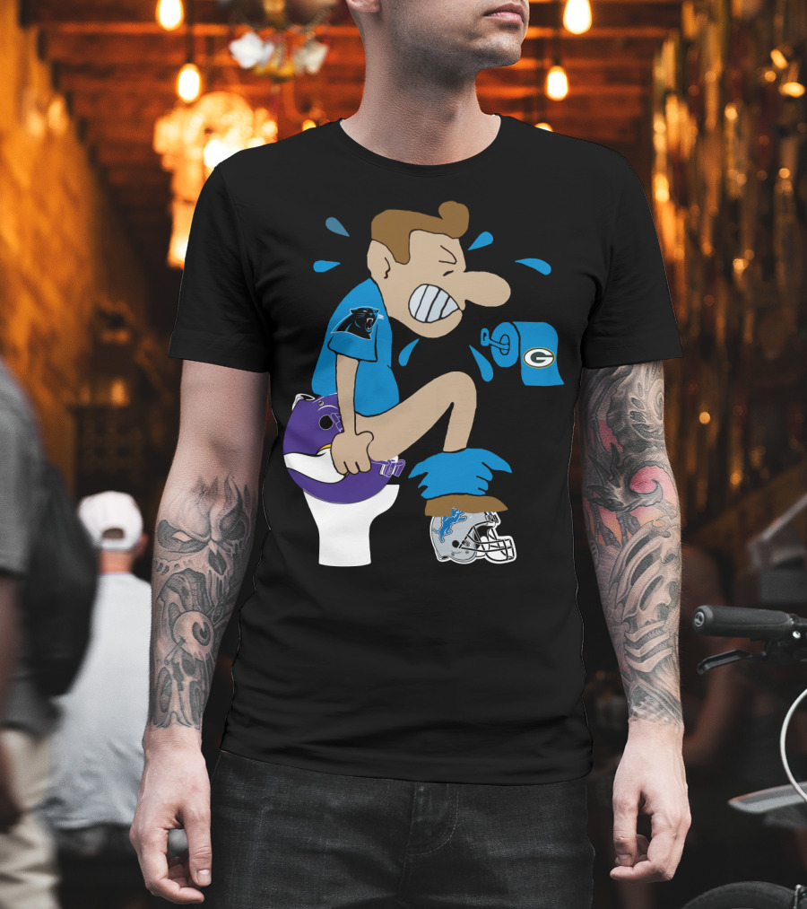 Carolina Panthers Rivalry Humor With Vikings Lions Packers Logos T-Shirt