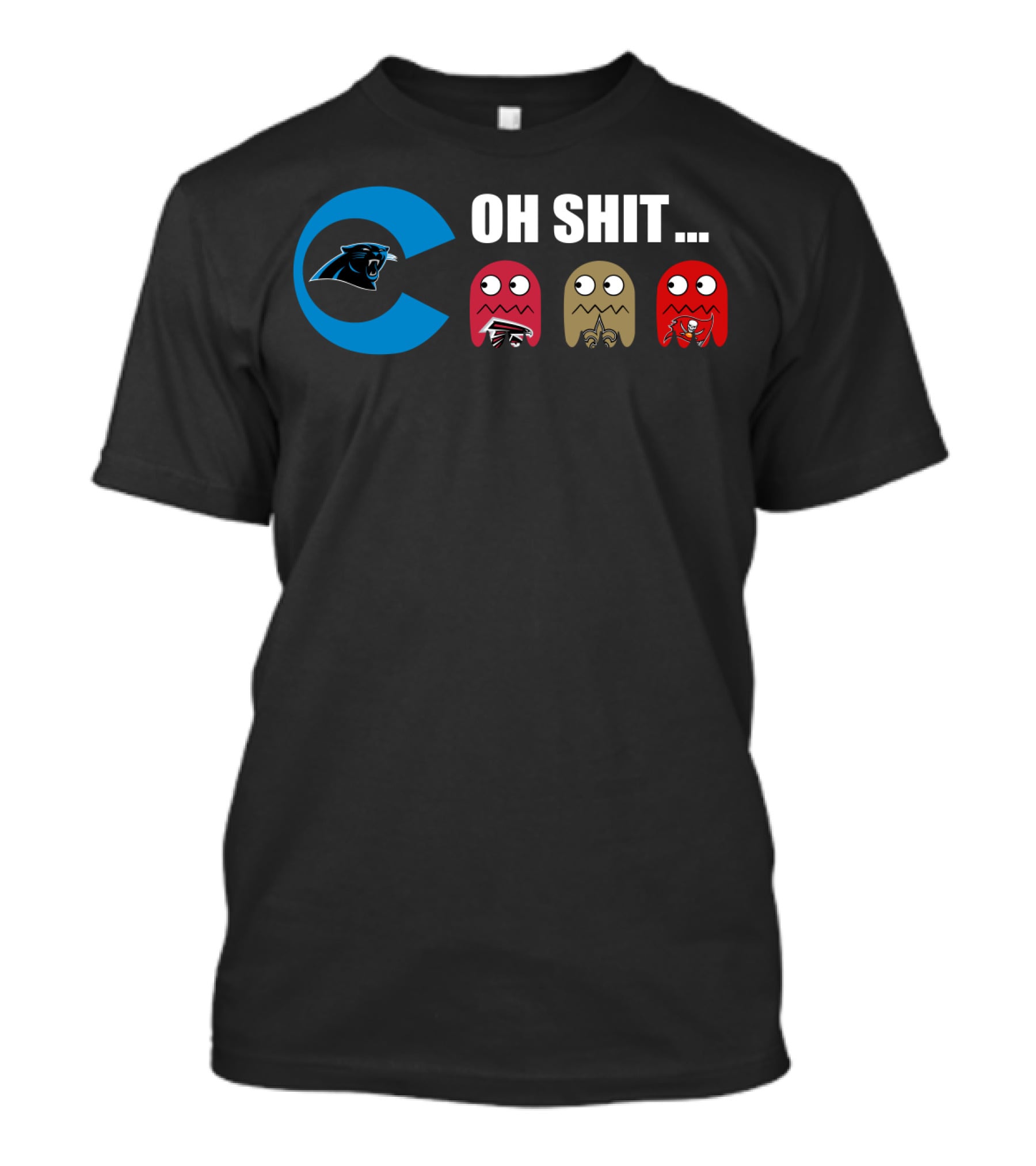 Carolina Panthers Oh Shit Pac-Man Ghosts T-Shirt