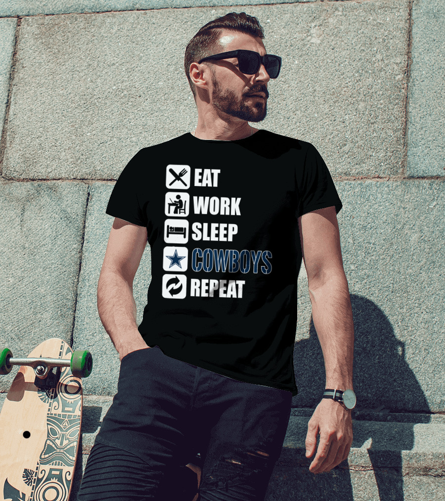 Eat Work Sleep Cowboys Repeat T-Shirt