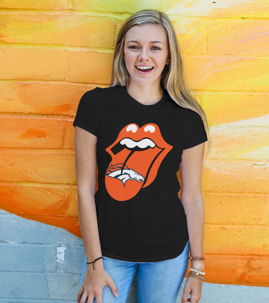 Denver Broncos Rolling Stones Tongue Logo Fusion T-Shirt