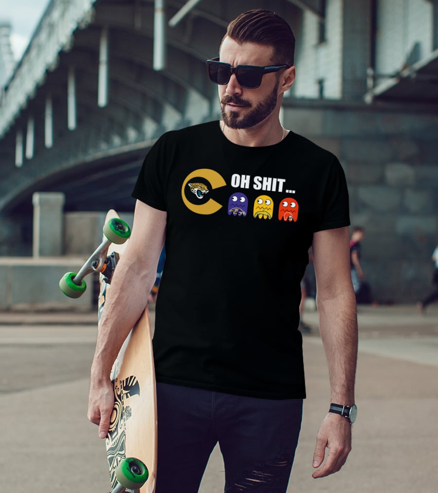 Jacksonville Jaguars Pac-Man Parody Ravens Steelers Chiefs T-Shirt