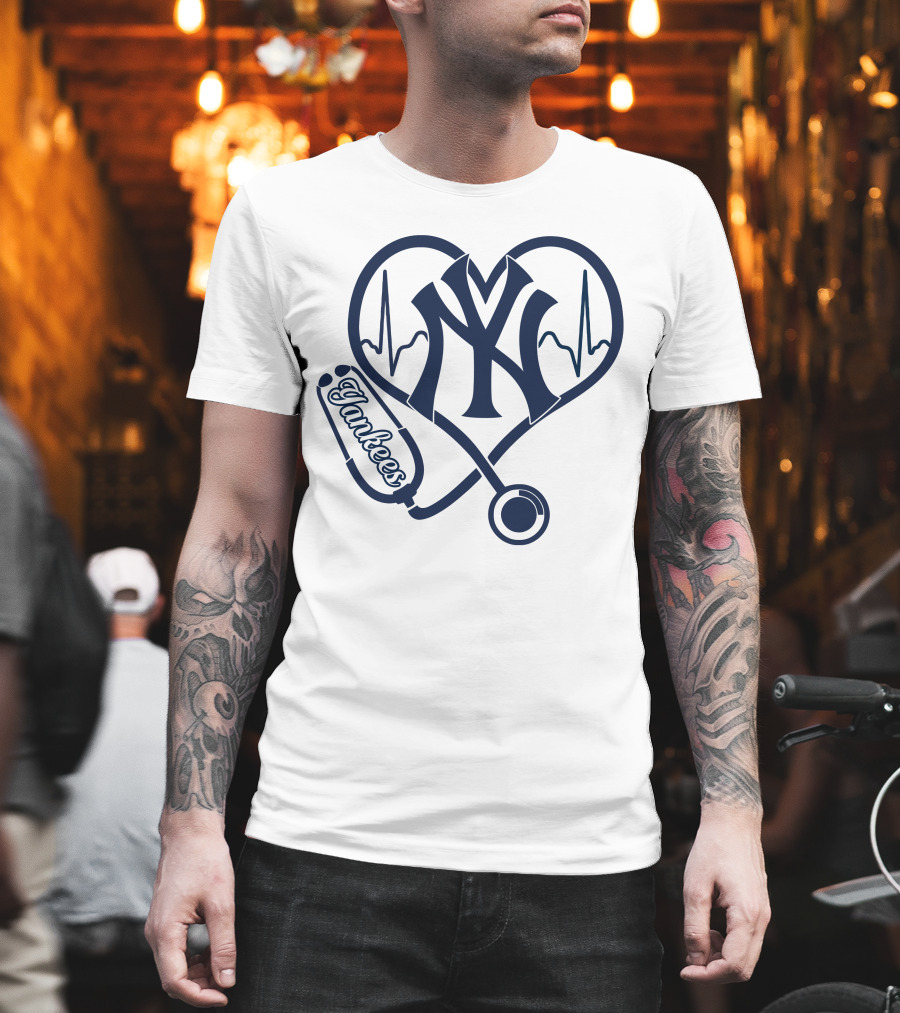 Yankees Love Ny Heartbeat Stethoscope T-Shirt