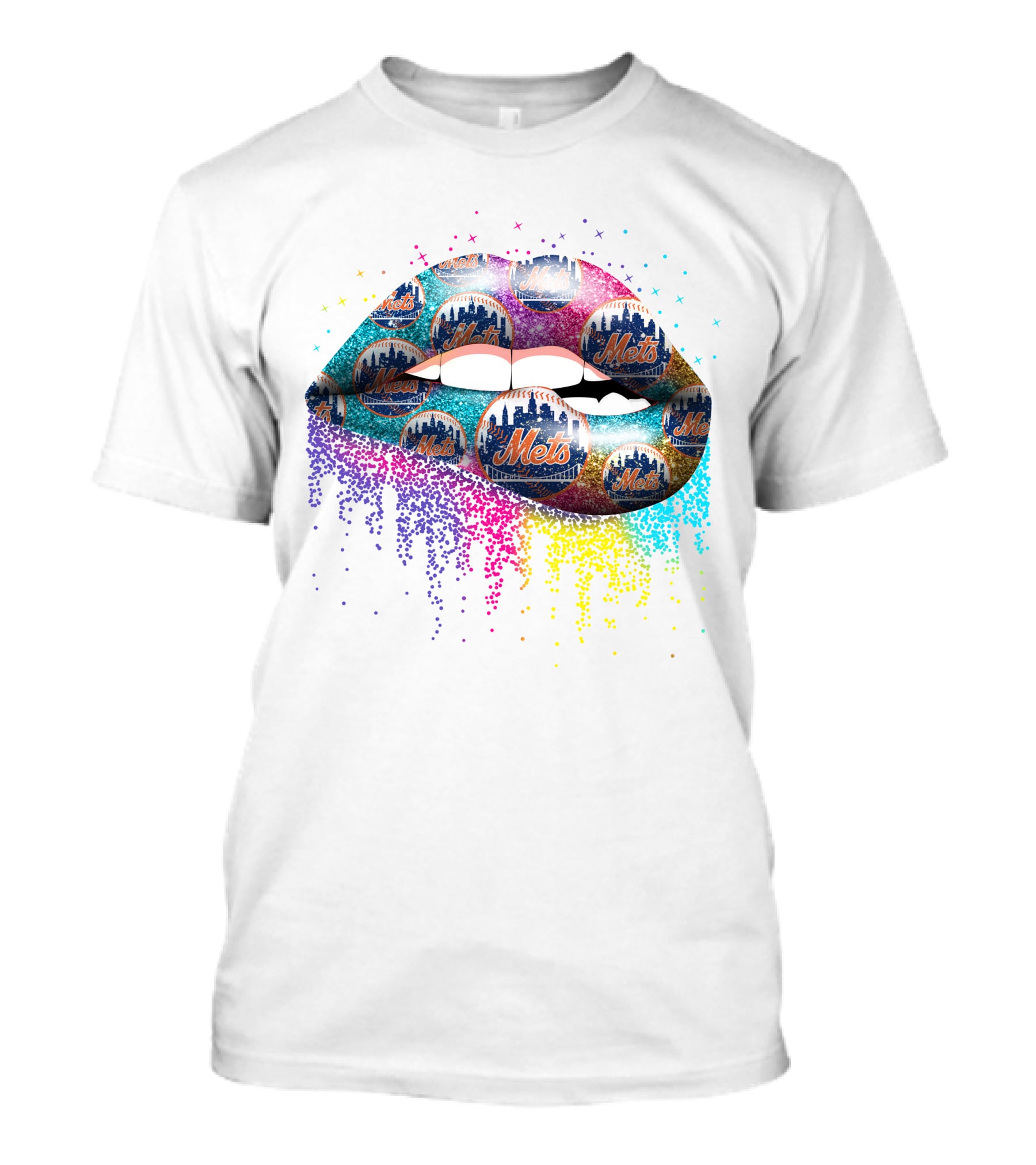Lips New York Mets Baseball Skyline T-Shirt