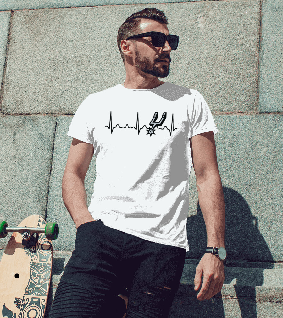 San Antonio Spurs Heartbeat Logo NBA Fan T-Shirt