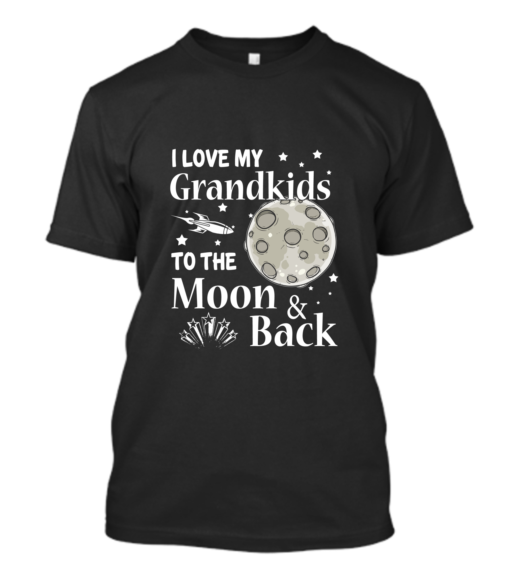 I Love My Grandkids To The Moon And Back With Stars And Rocketship T-Shirt