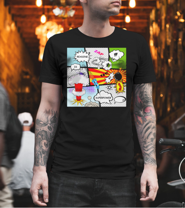 Reading is My Superpower Comic Book Zap Boom Explosion Pop T-Shirt Reading is My Superpower Comic Book Zap Boom Explosion Pop T-Shirt